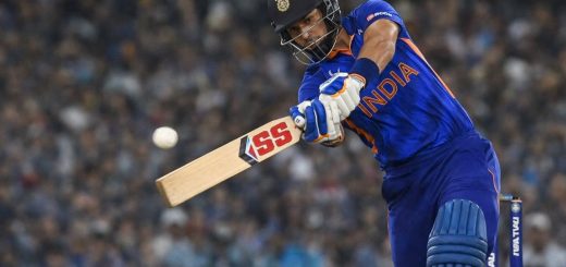 abhishek sharma playing an attacking cricket shot