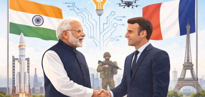 Prime Minister Narendra Modi meets French President Emmanuel Macron during summit talks on India-France partnership